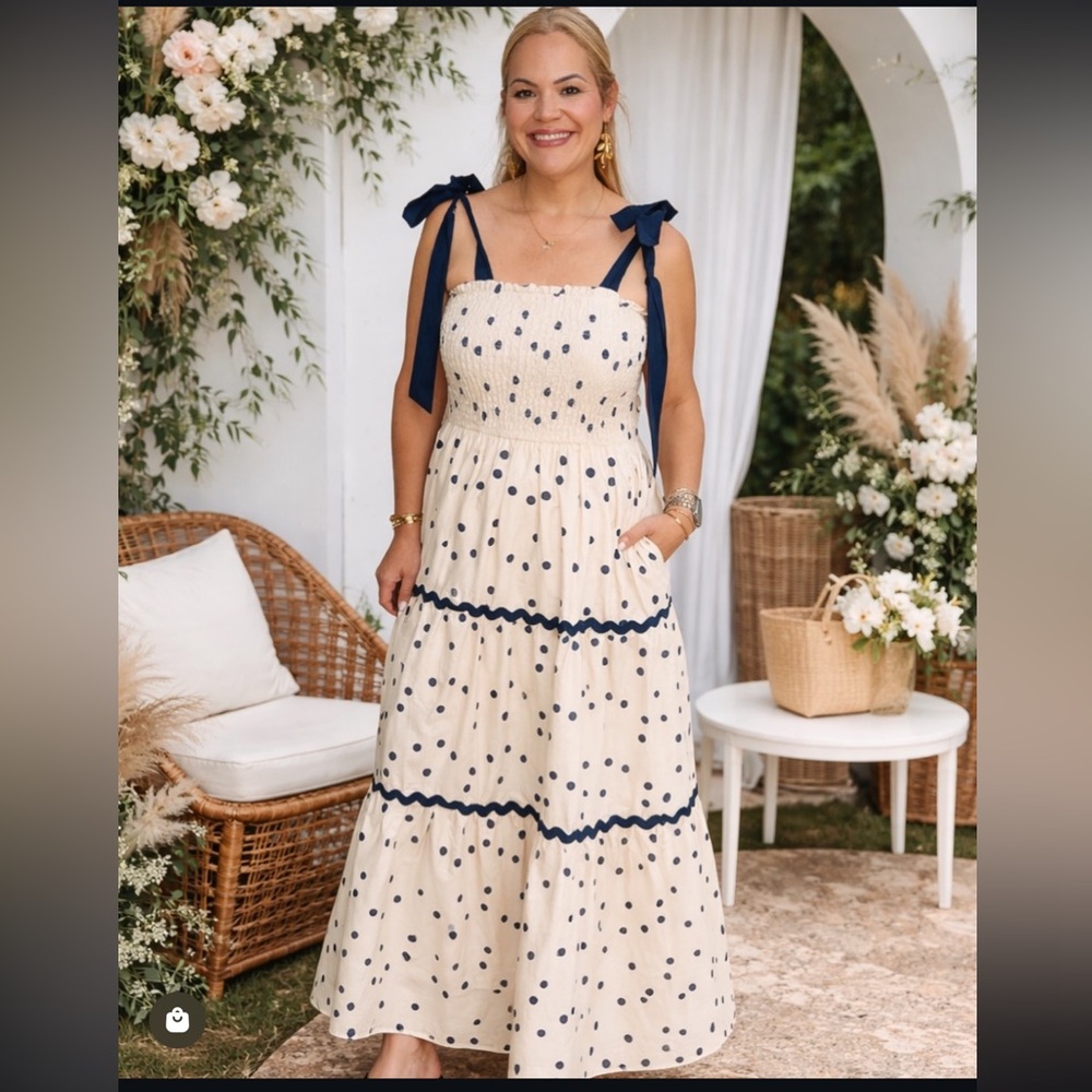 Polka Dot Smocked Top Maxi Dress